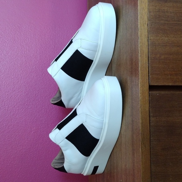 Linea Paolo Kaira White Nappa Leather Platform Sneakers Size 9.5 Wide Sole - Picture 3 of 12